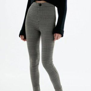 Zara Plaid Button Front Leggings XS